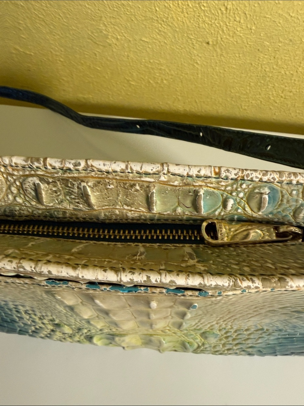 Brahmin Teal Green Croc-Embossed Crossbody Bag - Picture 7 of 16